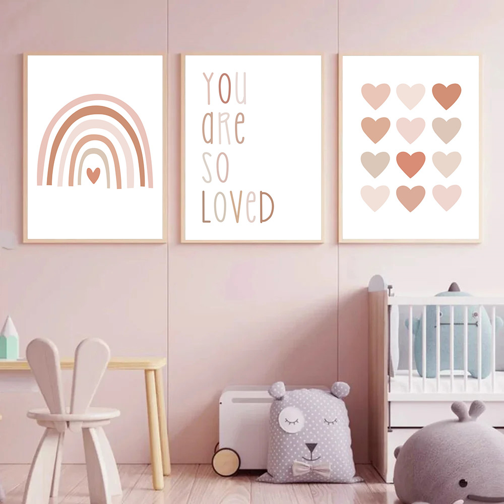 Baby Nursery Pink - 3 Peças de Pôsteres de Arte