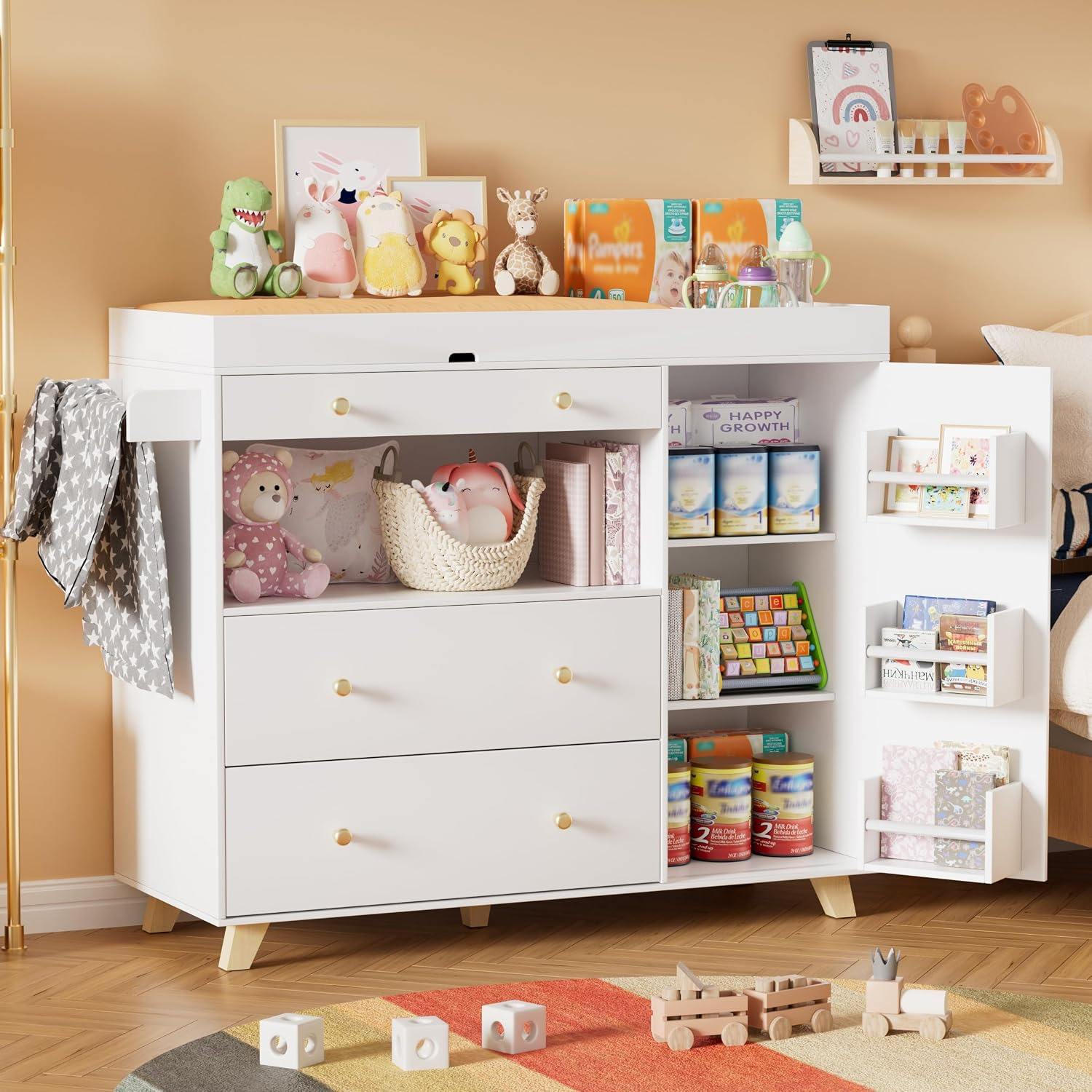 Baby Nursery Drawers - Mesa de Troca de Fraldas Moderna,