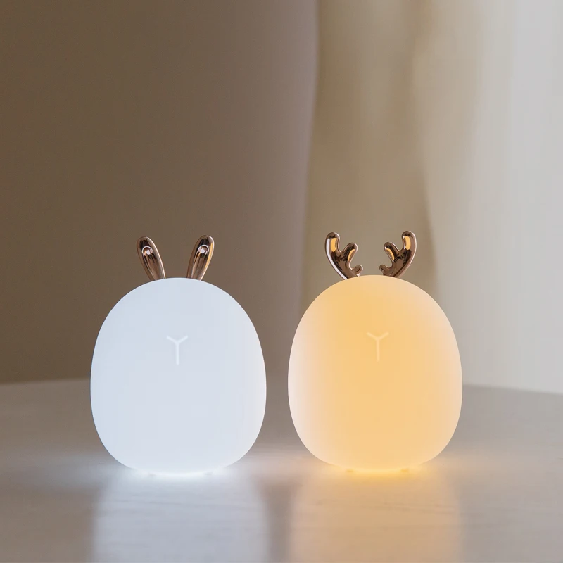 Baby Nursery Light - Silicone recarregável LED Night Light, desenhos