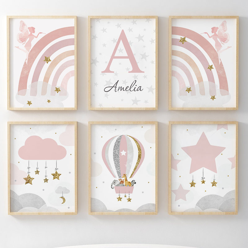 Baby Nursery Pink - Arte de Parede Rosa Anjo Menina