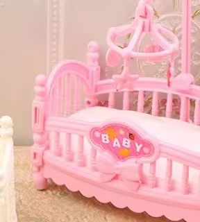 Baby Nursery Bed - 1:12 casa de bonecas em miniatura