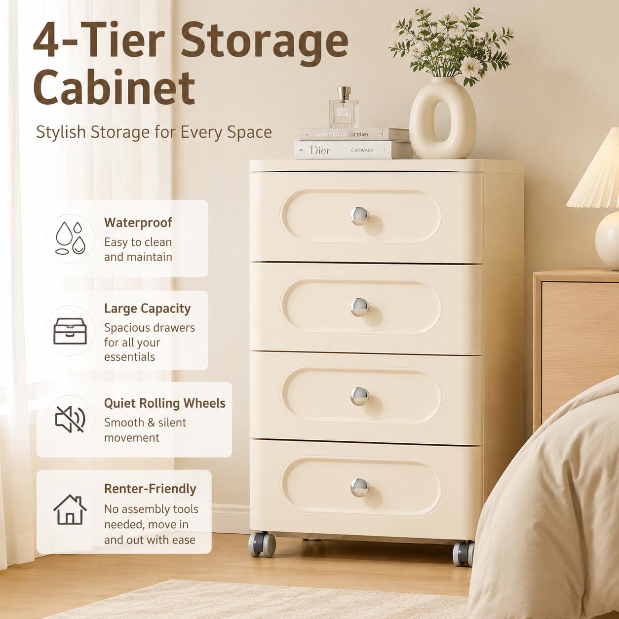 Baby Nursery Drawers - Armário de Armazenamento Retangular com 4
