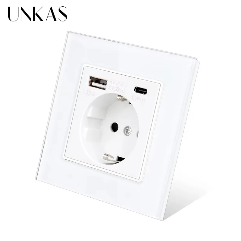 Outlet Cover Childproof - Unkas tipo-c usb painel de vidro