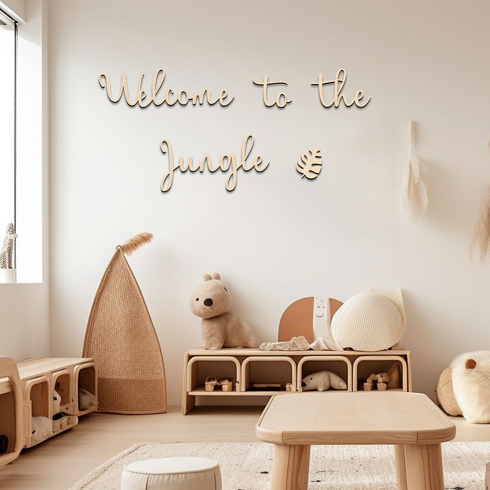 Baby Nursery Home - Bem-vindo à selva sinal de madeira-decoração