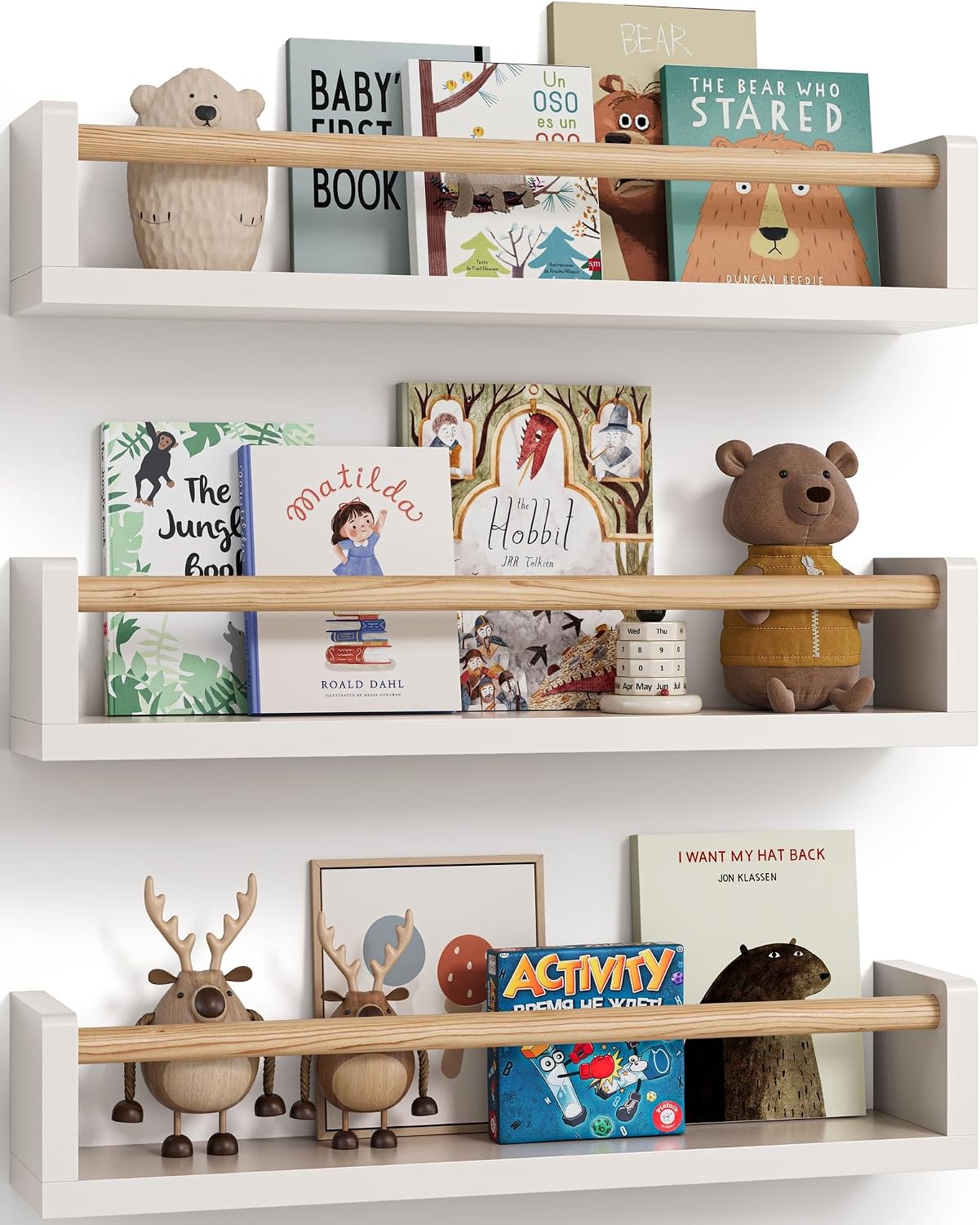Baby Nursery Shelf - Conjunto de 3 prateleiras flutuantes para