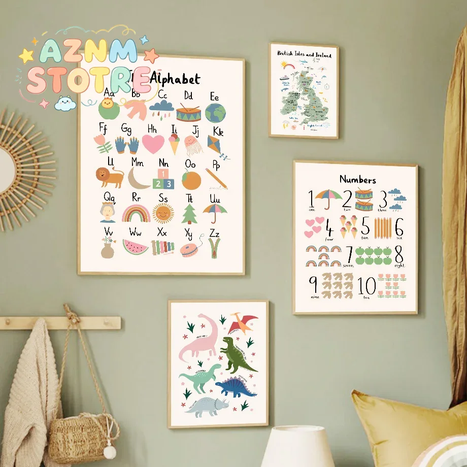 Baby Nursery Home - Mapa do Mundo Animal, Alfabeto de
