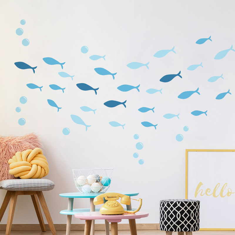 Baby Nursery Furniture Sets - 42 pçs/set peixe azul adesivo de