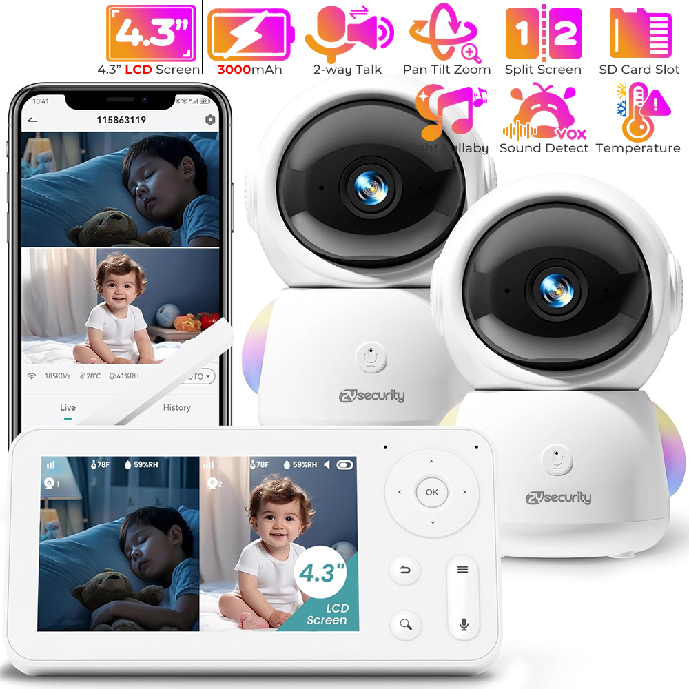 Baby Nursery Light - Monitor de bebê 2K com 2