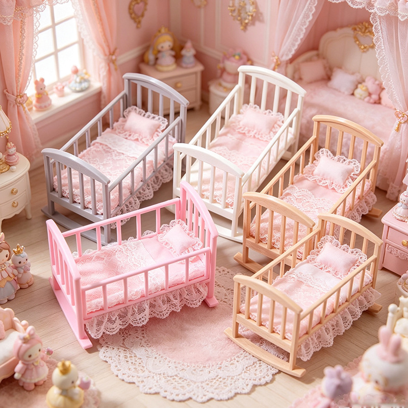 Baby Nursery Furniture Sets - Berço de balanço em miniatura para