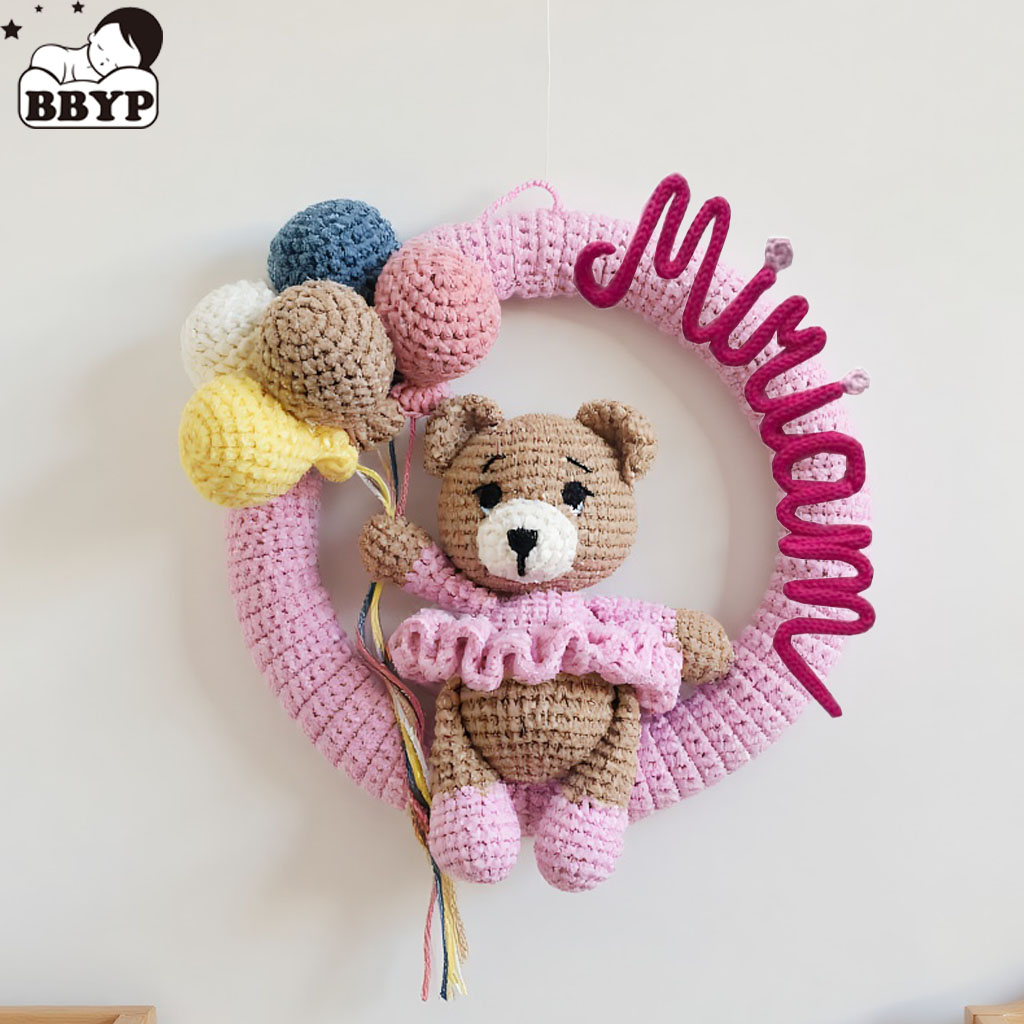 Baby Nursery Unisex - Grinalda personalizada com nome de crochê