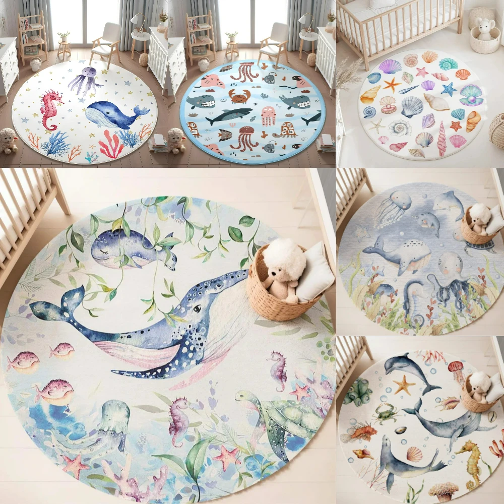 Baby Nursery Mat - Tapete redondo com estampa de animais