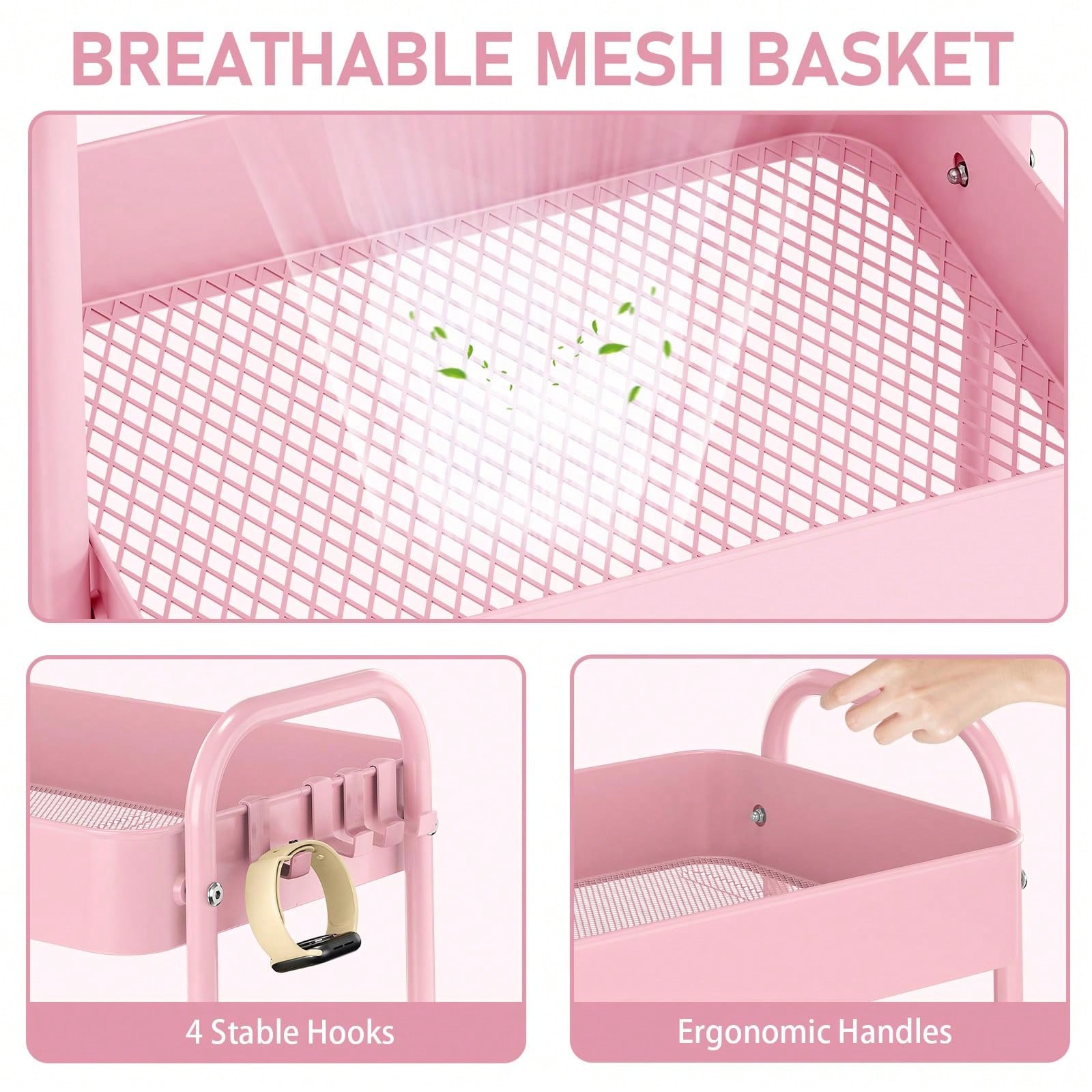 Carrinho de Metal de 3 Níveis  - Baby Nursery Pink avaliação e preço
