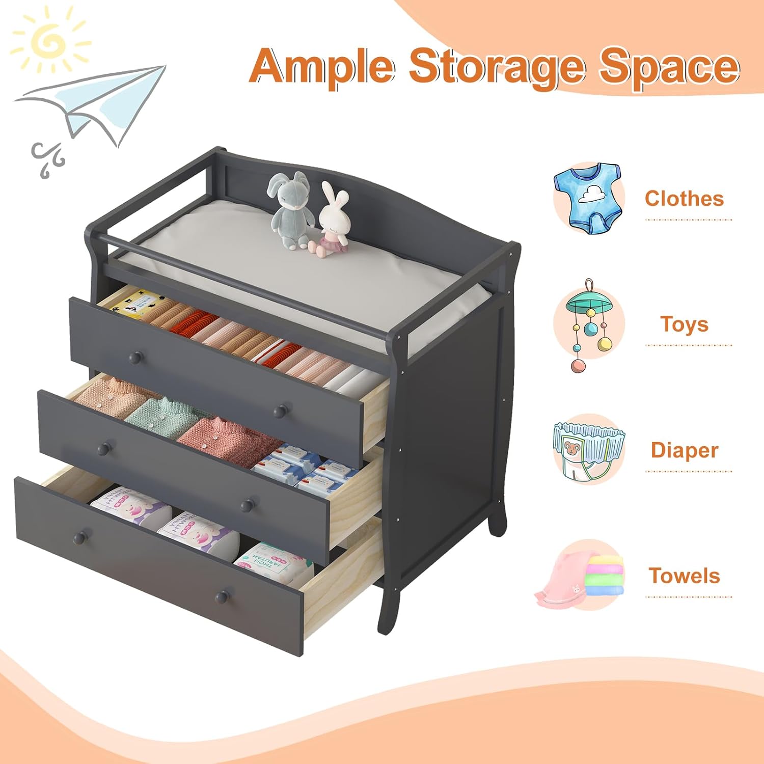 Mesa de troca de fraldas de ma - Baby Nursery Drawers avaliação e preço
