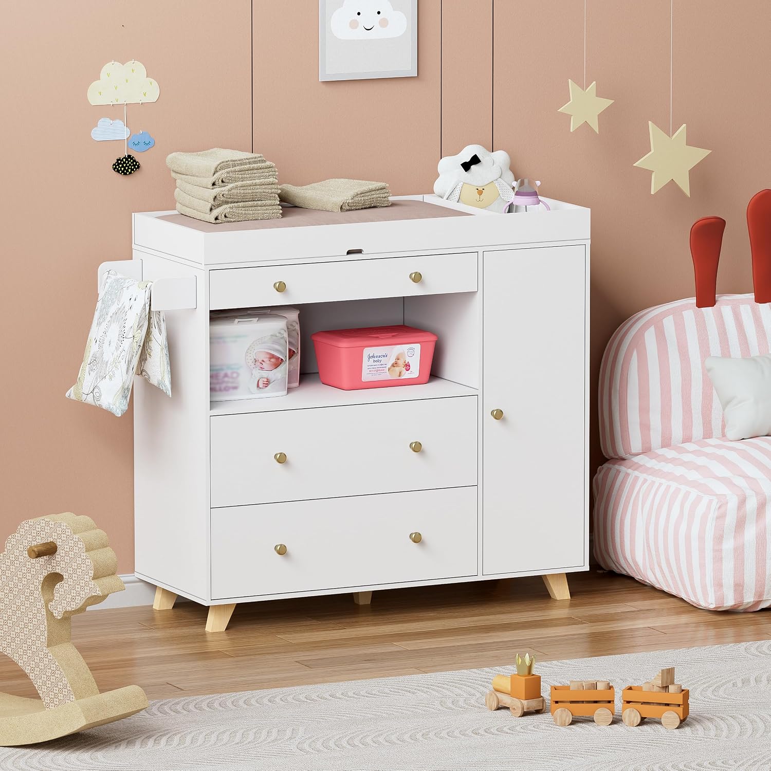 Mesa de Troca de Fraldas Moder - Baby Nursery Drawers avaliação e preço