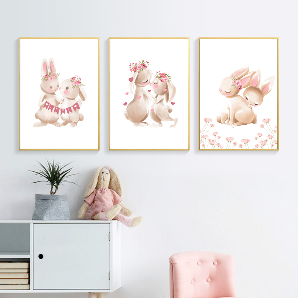 Estampa de coelho, pôster de f - Baby Nursery Pink avaliação e preço