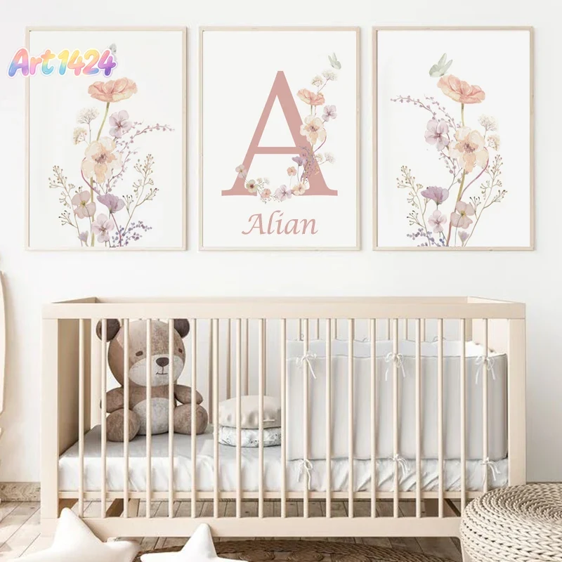 Pôster Personalizado com Nome  - Baby Nursery Pink avaliação e preço