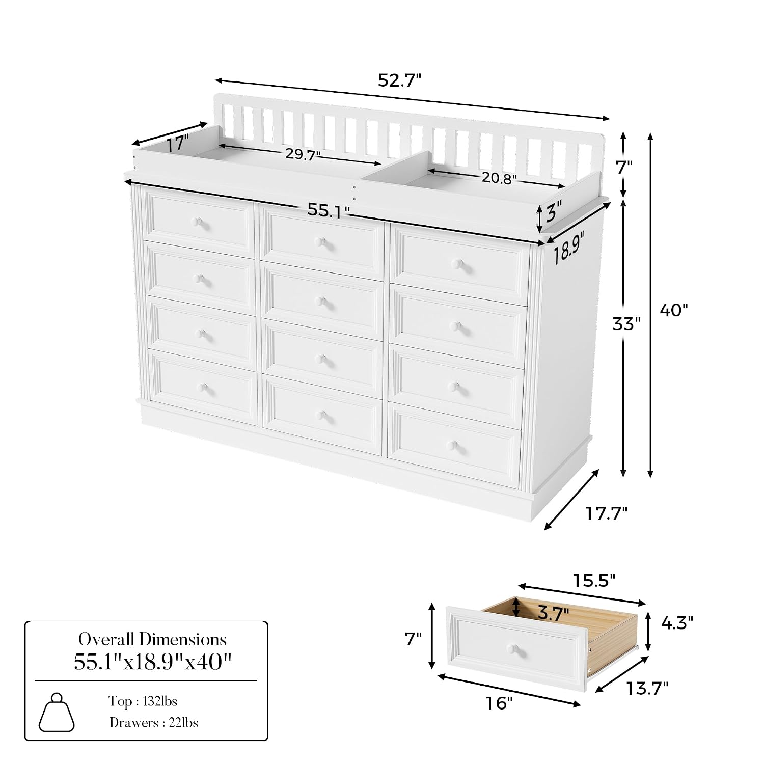Cômoda Trocador de Bebê, Estaç - Baby Nursery Drawers avaliação e preço